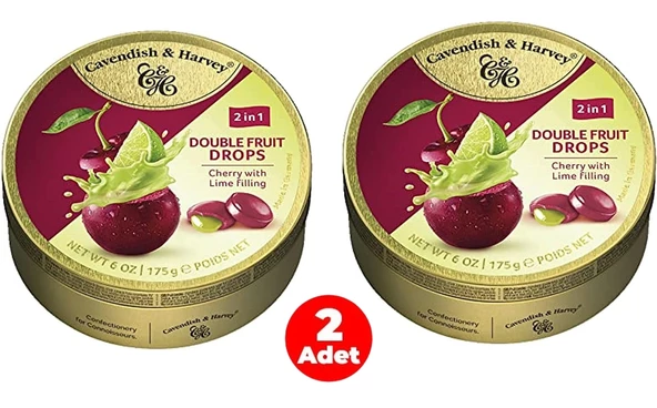 Cavendish&Harvey Double Fruit Drops Limon Dolgulu Vişne Aromalı Şeker 175 Gr (2 ADET) ürün görseli 1