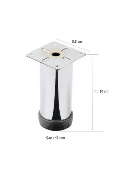 PERAMİCS Ayarlı Metal Ayak - Baza Ayak Üstü Krom Kaplama - 10 cm ürün görseli 1