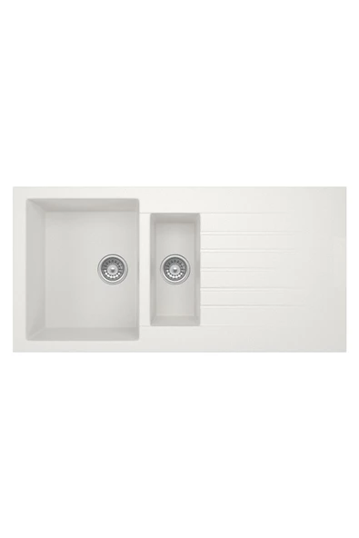 PERAMİCS Aqua 60 - Beyaz - 1.5 Göz Granit Eviye ürün görseli 1