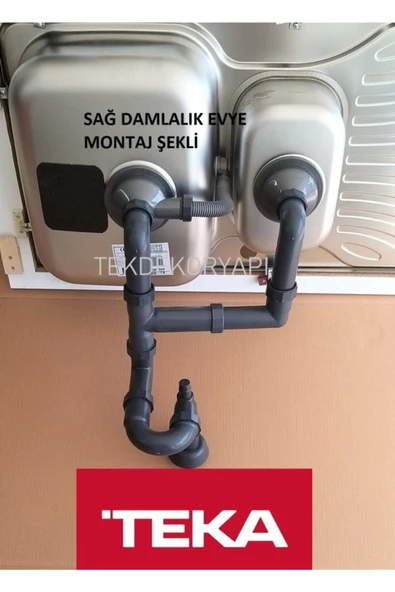 PERAMİCS Teka Franke uyumlu 1,5 Göz Taşmalı Evye Sifon Takımı ürün görseli 1