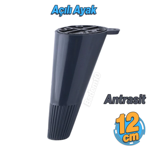 Açılı Konik 12 cm Antrasit Ayak Mobilya Yükseltici Baza Ayağı Koltuk Kanepe Altı Puf Ayakları ürün görseli 1