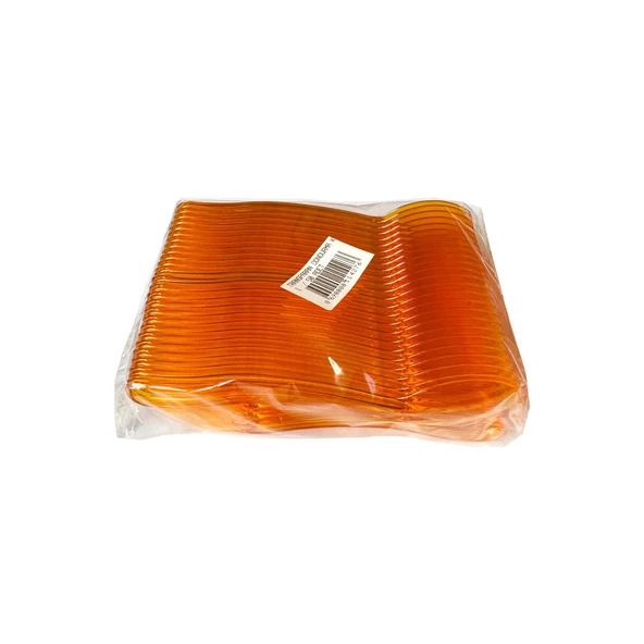 Plastik Şeffaf Turuncu Sup Kaşık - Tatlı Dondurma Kaşığı - 12.5 Cm. - 50 Adetlik Paket ürün görseli 1