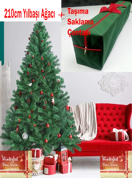 Winterfest Yılbaşı Çam Ağacı 210 Cm 800 Gür Dallı Taşıma Çantalı ürün görseli 1