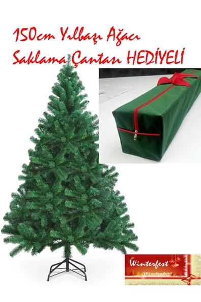 Winterfest Yılbaşı Çam Ağacı 150 Cm 320 Dal Demir Ayaklı Taşıma Çantası Hediyeli ürün görseli 1