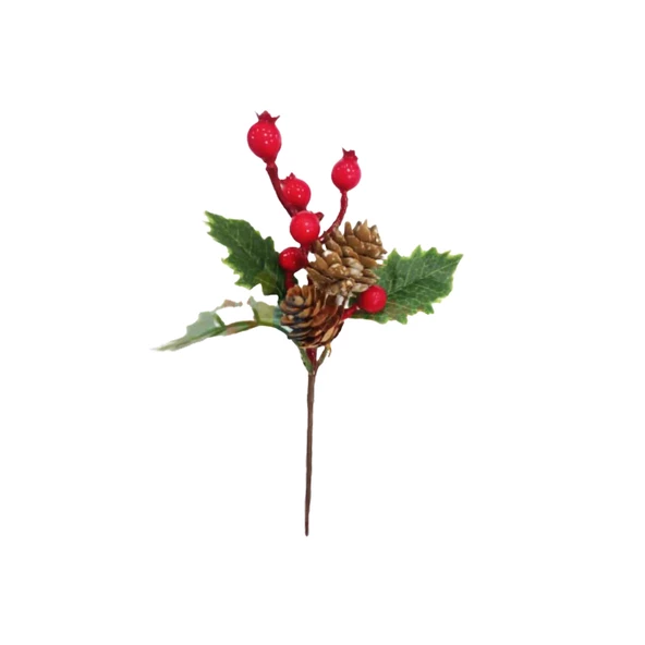 Yılbaşı Çam Dalı Berryli Çift Kozalaklı 20 Cm ürün görseli 1