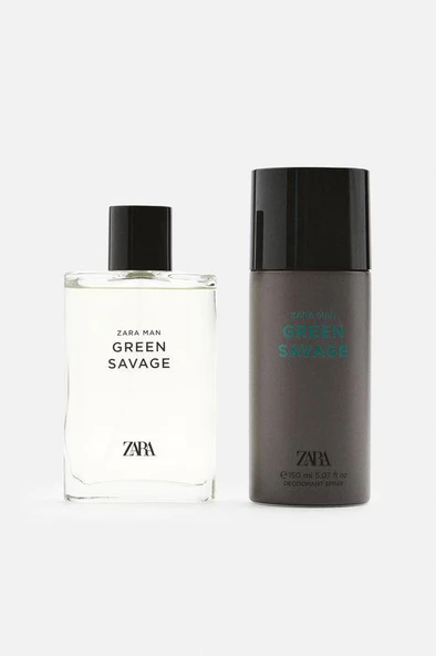 ZARA MAN GREEN SAVAGE EDT 90 ML (3,04 FL OZ) + DEODORANT SPRAY EDC 150 ML (5,07 FL OZ) ürün görseli 1