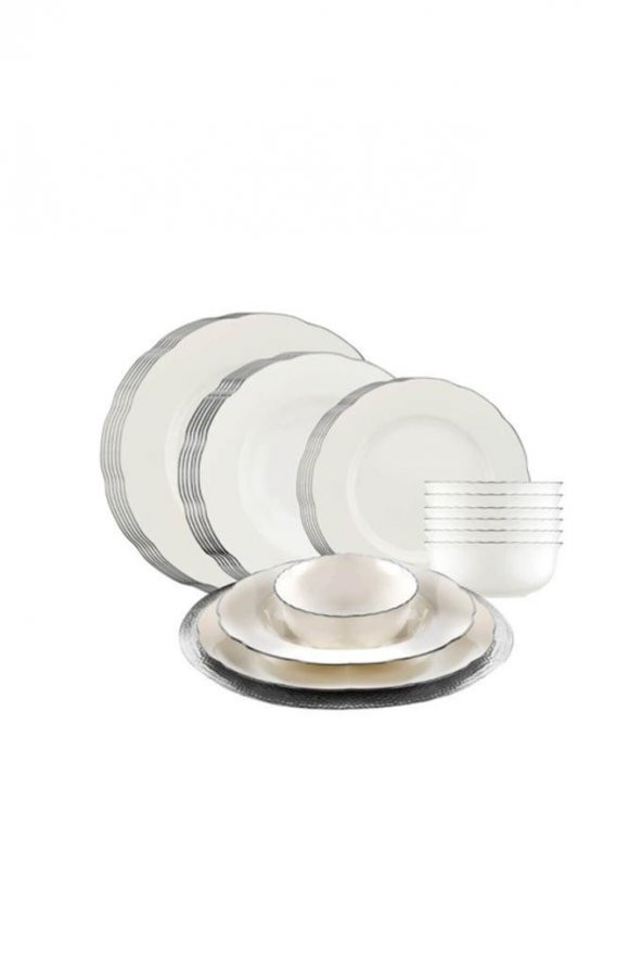 Kütahya Porselen Bone Olympos 24 Parça Platin Fileli Yemek Takımı ürün görseli 1