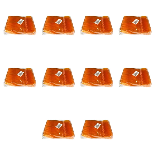 Plastik Şeffaf Turuncu Sup Kaşık - Tatlı Dondurma Kaşığı - 12.5 Cm. - 50 Adetlik 10 Paket ürün görseli 1