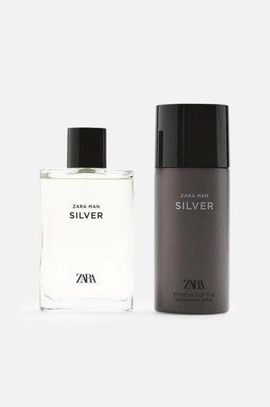 ZARA MAN SILVER EDT 90ML (3.04 FL OZ) + DEODORANT SPRAY EDC 150ML (5.07 FL OZ) ürün görseli 1