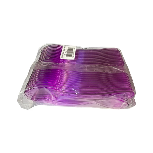 Plastik Şeffaf Mor Sup Kaşık - Tatlı Dondurma Kaşığı - 12.5 Cm. - 50 Adetlik Paket ürün görseli 1