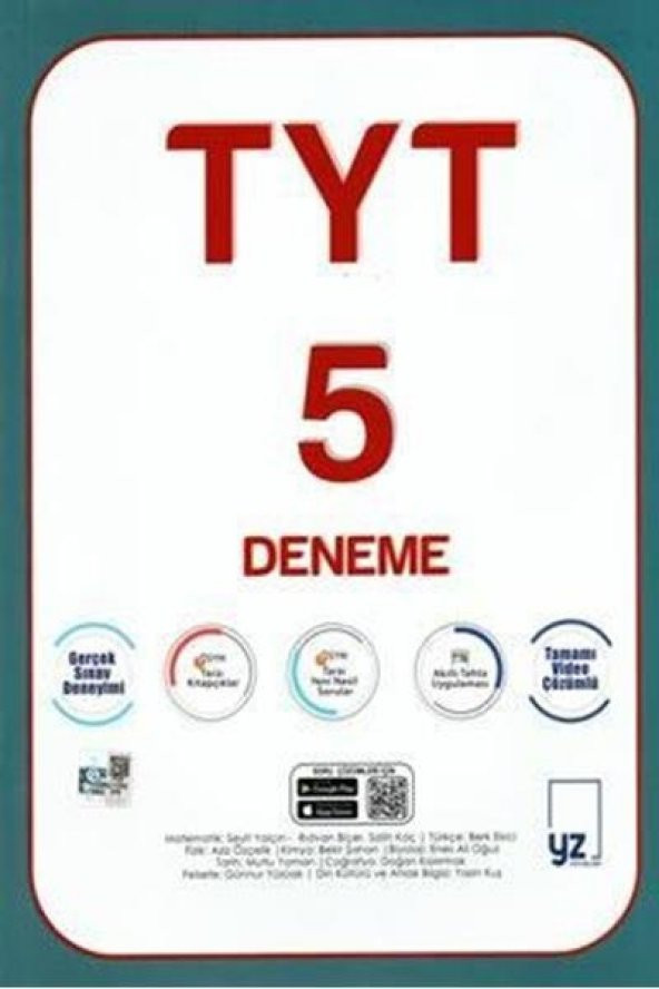 YZ YKS TYT 5 DENEME SINAVI VİDEO ÇÖZÜMLÜ ürün görseli 1