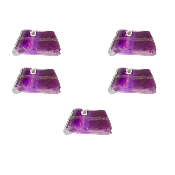 Plastik Şeffaf Mor Sup Kaşık - Tatlı Dondurma Kaşığı - 12.5 Cm. - 50 Adetlik 5 Paket ürün görseli 1