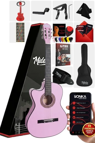 Midex CG-396PU SOLAK Klasik Gitar Lila Renk Full Set Sap Ayarlı 4/4 yetişkin Boy ürün görseli 1