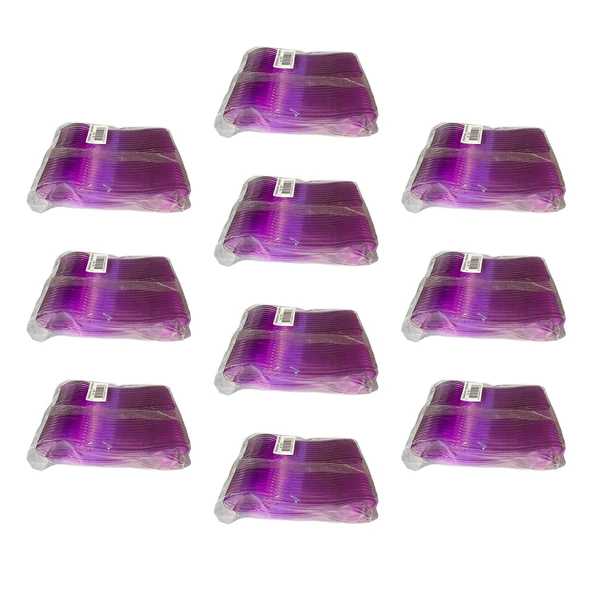 Plastik Şeffaf Mor Sup Kaşık - Tatlı Dondurma Kaşığı - 12.5 Cm. - 50 Adetlik 10 Paket ürün görseli 1