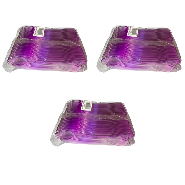Plastik Şeffaf Mor Sup Kaşık - Tatlı Dondurma Kaşığı - 12.5 Cm. - 50 Adetlik 3 Paket ürün görseli 1