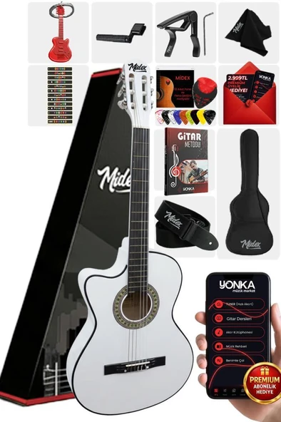Midex CG-396WH SOLAK Klasik Gitar Beyaz Renk Full Set Sap Ayarlı 4/4 yetişkin Boy ürün görseli 1