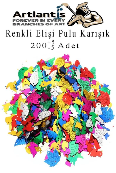 Elişi Pulu Karışık Şekilli 200 lü 1 Paket Renkli Şekilli Pul Yanardöner Payet Pırıltılı Süs Okul Öncesi Kreş Ana Sınıfı ürün görseli 1