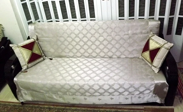 Milenyum Saraylı Lüx Maxi Çekyat Örtüsü (280x170)-Gümüş ürün görseli 1