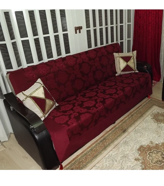 Milenyum Saraylı Lüx Kolsuz Çekyat Örtüsü (200x170)-Bordo ürün görseli 1