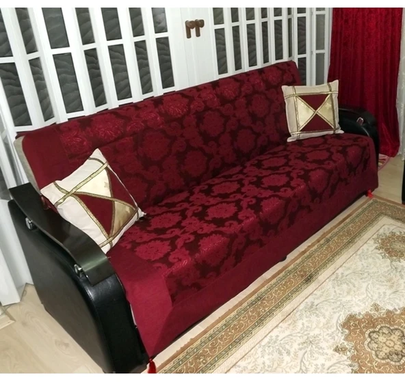 Milenyum Saraylı Lüx Maxi Çekyat Örtüsü (280x170)-Bordo ürün görseli 1