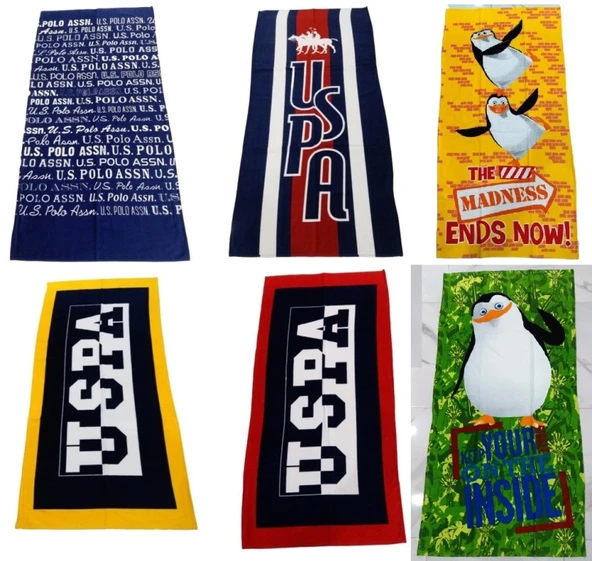 Polo ve Pingui Desenli Plaj Havlusu (SEÇENEKLİ) ürün görseli 1