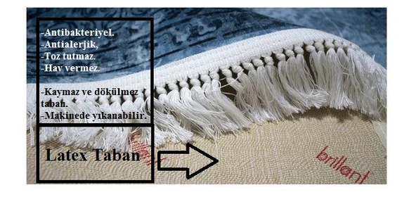 Brillant İpek Latex Kaymaz Taban Halı-JUST HJ11723.803-(90x300 ürün görseli 1