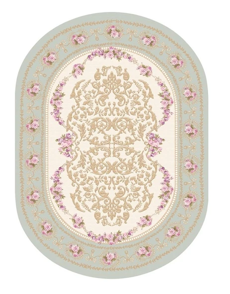 Brillant İpek Latex Oval Kaymaz Taban Halı-FASHİON HJE11693.803-(130x190) ürün görseli 1