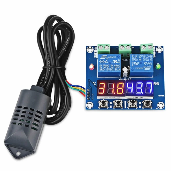 XH-M452 DC 12V 10A dijital LED Çift Çıkış Sıcaklık ve Nem Kontrol Modülü ürün görseli 1