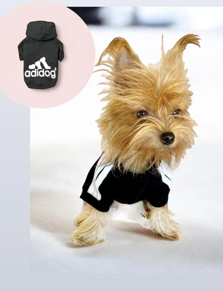 Black Adidog Kapşonlu Sweatshirt Köpek Kazağı ürün görseli 1