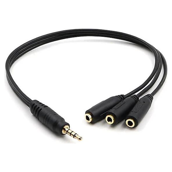 Powermaster 3.5 Mm Erkek * 3 Stereo Dişi Kulaklık Çoklayıcı 30 Cm Y Kablo ürün görseli 1