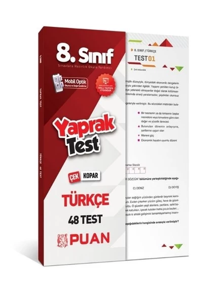 Puan 8. Sınıf Türkçe 48 Çek Kopar Yaprak Test Puan Yayınları ürün görseli 1