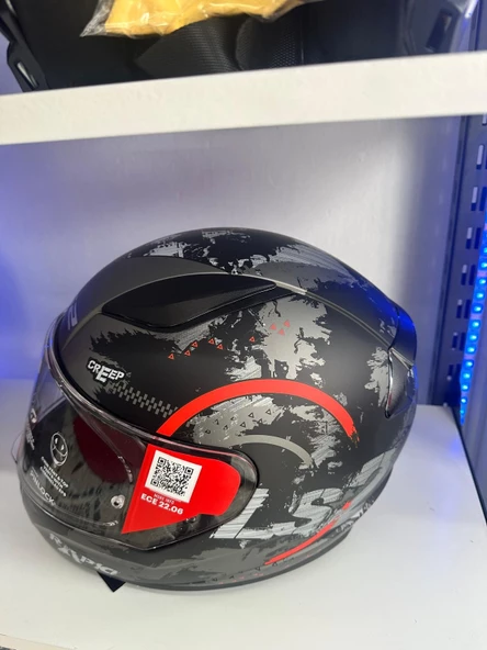 LS2 RAPID 2 CIRCLE MAT SİYAH-KIRMIZI KASK - Resim 5
