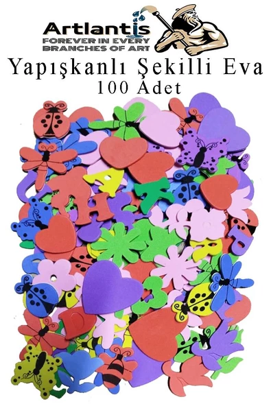 Şekilli Eva Yapışkanlı 100 lü 1 Paket Kendinden Yapışkanlı Eva Sticker Okul Öncesi Kreş Ana Okulu Süsleme ürün görseli 1