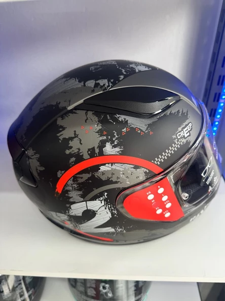 LS2 RAPID 2 CIRCLE MAT SİYAH-KIRMIZI KASK - Resim 4