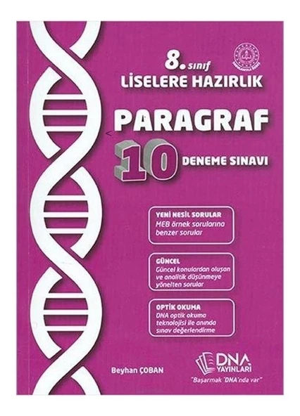 8.Sınıf Liselere Hazırlık Paragraf 10 Deneme Sınavı DNA Yayınları ürün görseli 1