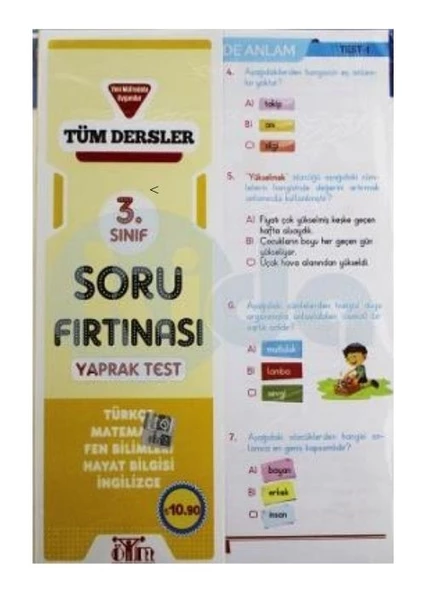 Karatay 3. Sınıf Tüm Dersler Soru Fırtınası Yaprak Test ürün görseli 1