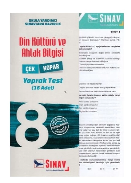 8. Sınıf Din Kültürü ve Ahlak Bilgisi Yaprak Test Sınav Dergisi Yayınları ürün görseli 1