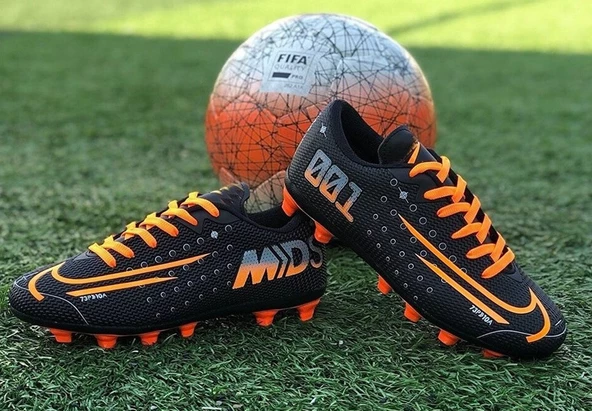 Erkek Futbol Krampon Siyah Turuncu Spor Ayakkabısı ürün görseli 1