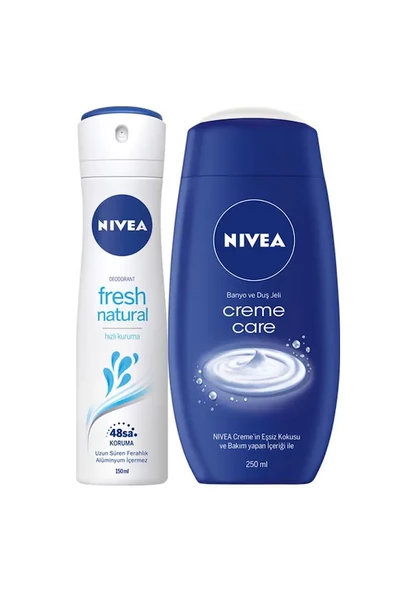 Nivea Fresh Kadın Sprey 150 ML ve  Creme Care Duş Jeli 250 ML ürün görseli 1