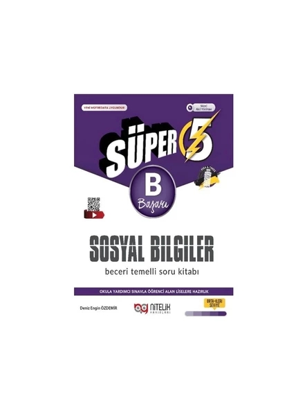 Nitelik Yayınları 5. Sınıf Süper Sosyal Bilimler (B) Beceri Temeli Soru Kitabı Yeni ürün görseli 1