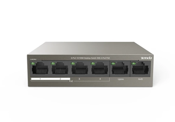 TENDA TEF1106P-4-63W 6PORT 10/100 YÖNETİLEMEZ POE SWITCH ürün görseli 1