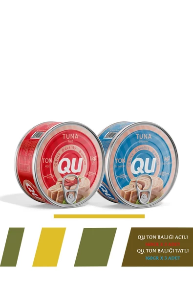 QU ACILI TON BALIĞI 160 GR X3 ADET  + QU Sade  TON BALIĞI 160 GR X3 ADET ürün görseli 1