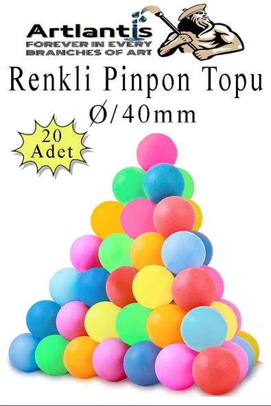 Renkli Pinpon Topu 20 Adet Masa Tenis Topu Evcil Hayvan Kedi Oyuncağı Okul Sınıf Etkinlik Deney Topu ürün görseli 1