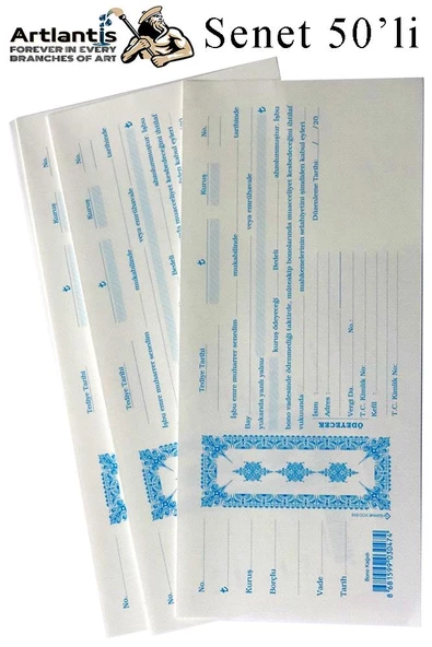 Senet Koçanı 50 li 1 Paket Senet Bono Borç Alacak Senedi Poşetli 12x25 cm ürün görseli 1