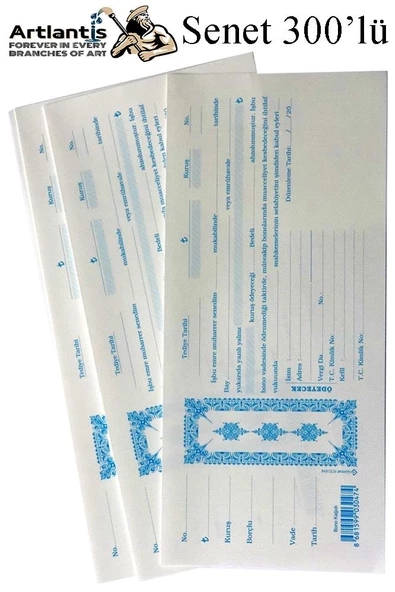 Senet Koçanı 300 lü 1 Paket Senet Bono Borç Alacak Senedi Poşetli 12x25 cm ürün görseli 1