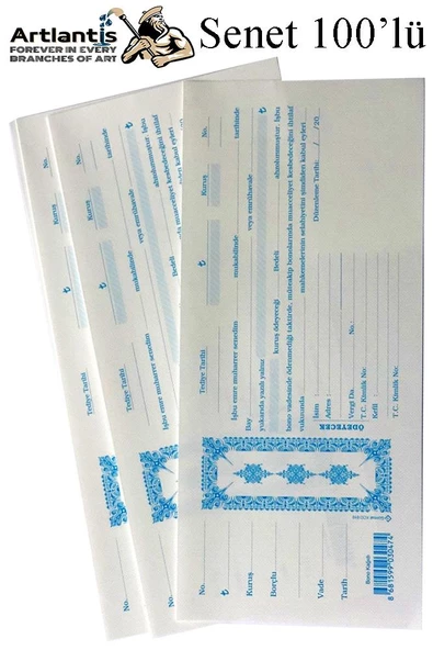 Senet Koçanı 100 lü 1 Paket Senet Bono Borç Alacak Senedi Poşetli 12x25 cm ürün görseli 1