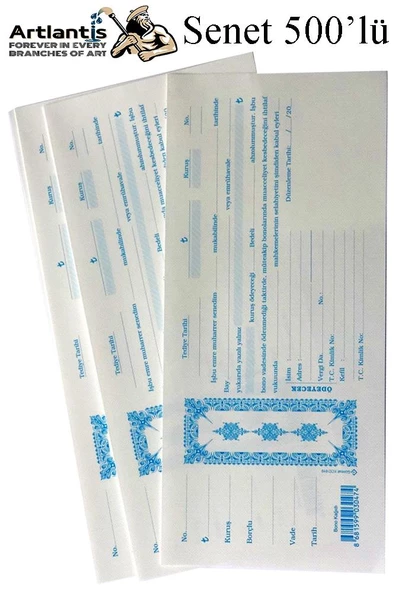 Senet Koçanı 500 lü 1 Paket Senet Bono Borç Alacak Senedi Poşetli 12x25 cm ürün görseli 1