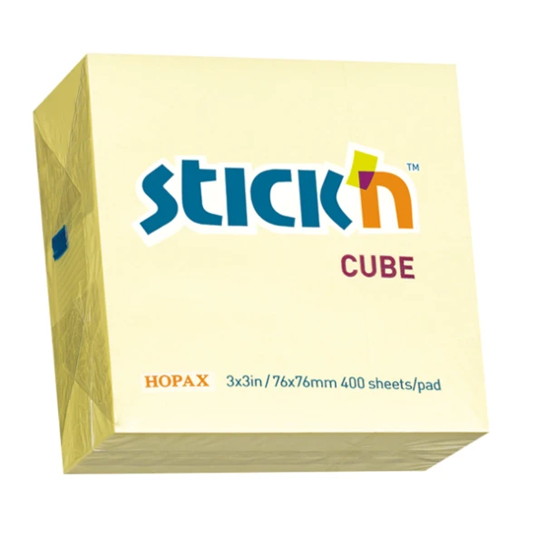 Hopax Stickn 76x76mm Sarı Yapışkanlı Küp Notluk 400 Yaprak ürün görseli 1