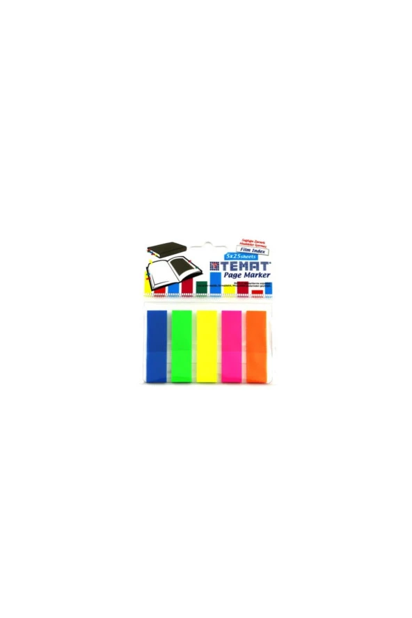 Temat İndex İşaret Bant Film Ayraç 12x45 mm 5 Li ürün görseli 1