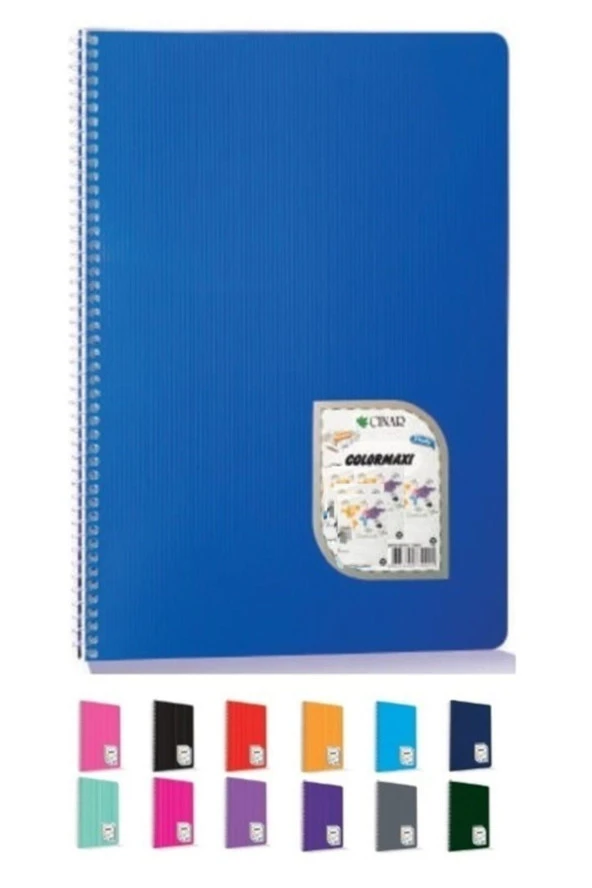 Çınar Colormaxi Spiralli Plastik Kapak A5 72 Yaprak Çizgili Öğrenci Defteri (12 Li Paket) ürün görseli 1